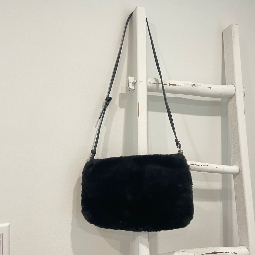 Design Lab Furry Black Crossbody Bag